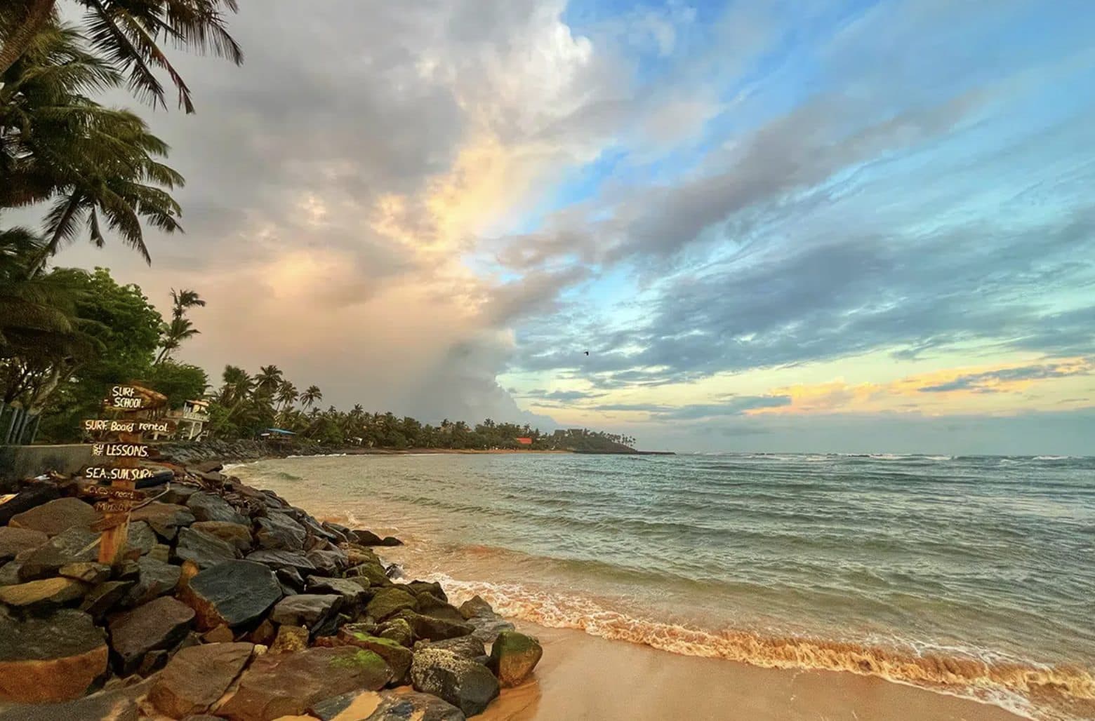 Sunset over Mirissa beach